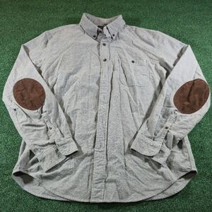 J Crew Shirt Men Large Gray Chamois Flannel Elbow Patch Button Down Casual